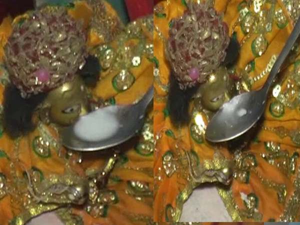 amethi statue of lord shri krishna suddenly started drinking milk amethi statue of lord shri krishna suddenly started drinking milk