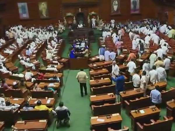 BJP stages walkout from Karnataka Assembly ahead of floor test BJP stages walkout from Karnataka Assembly ahead of floor test