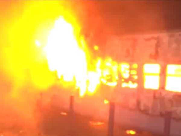 A fire broke out inside a coach of a train at Agra Cant railway station A fire broke out inside a coach of a train at Agra Cant railway station
