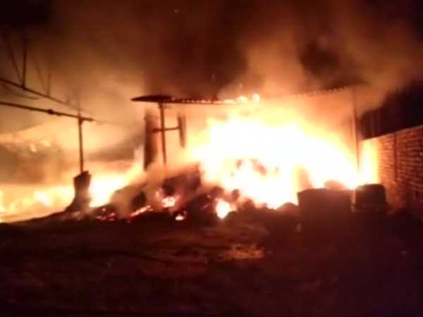A massive fire broke out inside a foam factory in Bulandshahr A massive fire broke out inside a foam factory in Bulandshahr