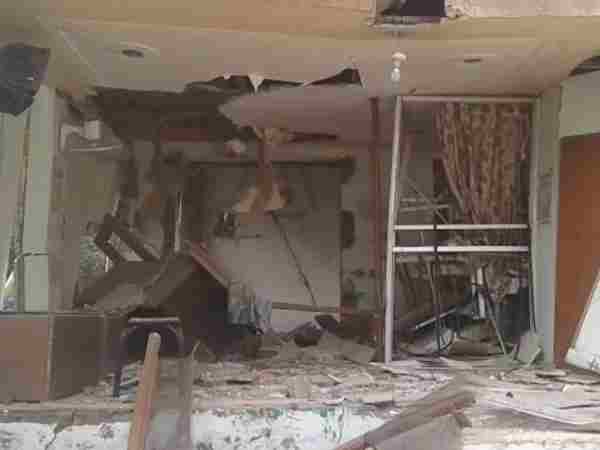 A building damaged badly due to cylinder blast in Mathura A building damaged badly due to cylinder blast in Mathura