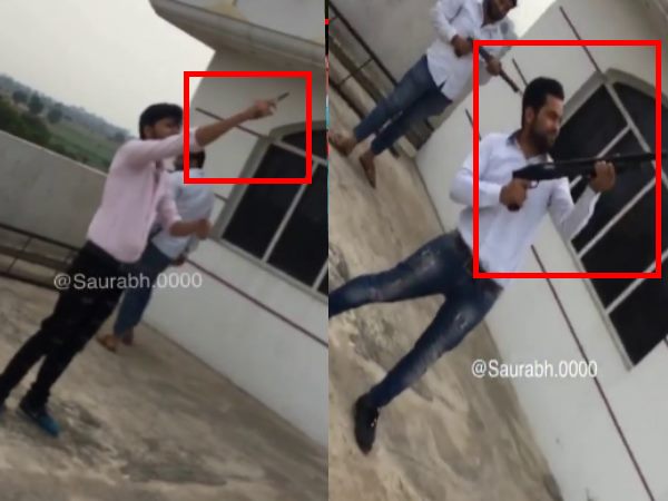 baghpat 3 men many round firing video goes viral now police searching them baghpat 3 men many round firing video goes viral now police searching them
