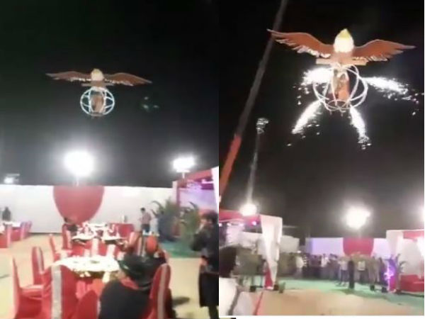 Video: Never Seen befor, Bride and Groom entrance on Eagle has left people in splits Video: Never Seen befor, Bride and Groom entrance on Eagle has left people in splits