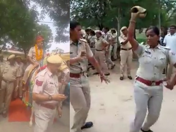 बैंड-बाजा के साथ जमकर नाचे पुलिस वाले