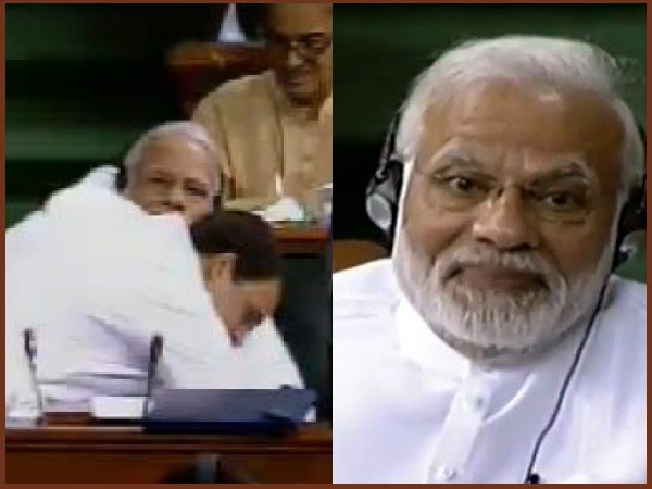 पीएम मोदी से गले मिले राहुल गांधी