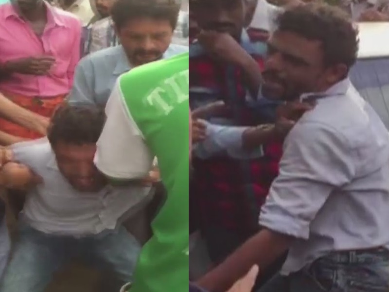 Father thrashed by mob on accusations of child lifting in karnataka Father thrashed by mob on accusations of child lifting in karnataka