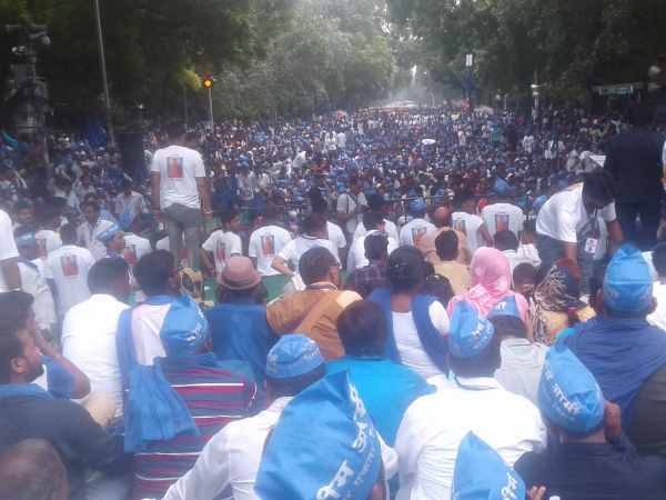 Bhim Army protest in Delhi for the release of Chandrasekhar Bhim Army protest in Delhi for the release of Chandrasekhar