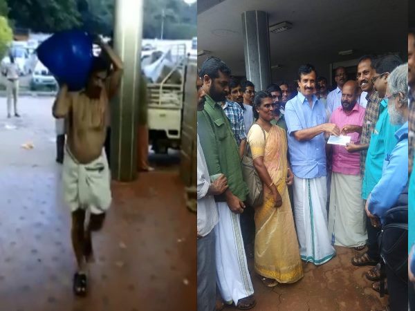 kerala flood: Kerala education minister carries flood relief material on shoulders, Watch VIDEO kerala flood: Kerala education minister carries flood relief material on shoulders, Watch VIDEO