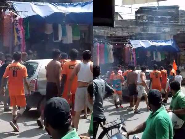 kanwariya beats the driver and his child in mujaffarnagar kanwariya beats the driver and his child in mujaffarnagar