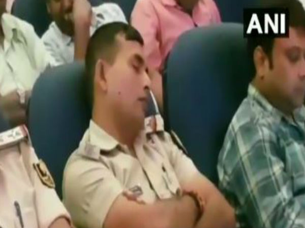 WATCH: Police officers seen sleeping during a law and order briefing ahead of Durga Puja in Patna,earlier today. WATCH: Police officers seen sleeping during a law and order briefing ahead of Durga Puja in Patna,earlier today.
