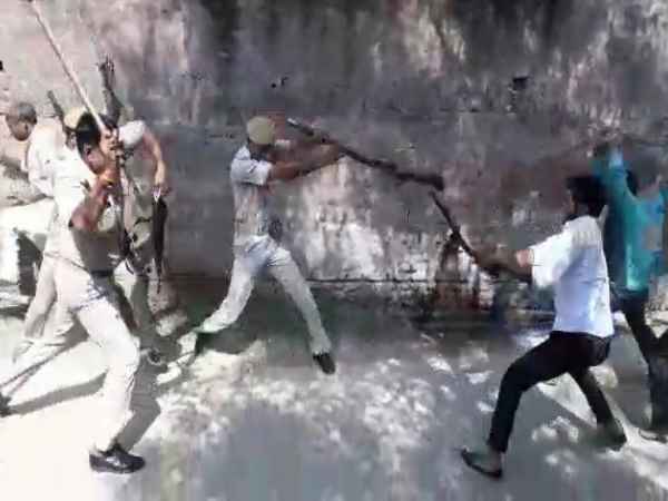 villagers did stone pelting on police who stopped the construction of religious site villagers did stone pelting on police who stopped the construction of religious site