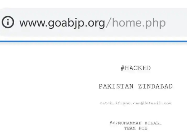 Goa BJPs website hacked, Pakistan Zindabad message posted Goa BJPs website hacked, Pakistan Zindabad message posted