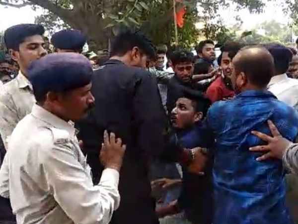 Students protest against agriculture minister Parshottam Rupala Students protest against agriculture minister Parshottam Rupala