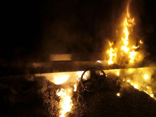 Fire in two bogies of a goods train near Dahanu Road Station of Mumbai division last night Fire in two bogies of a goods train near Dahanu Road Station of Mumbai division last night