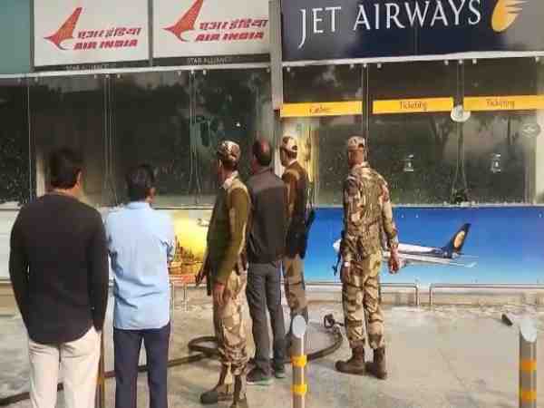 fire at the air india ticket counter in varanasi airport fire at the air india ticket counter in varanasi airport