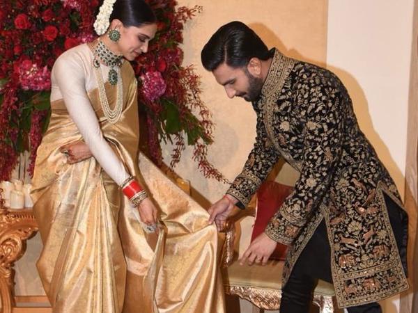 दीपिका की अटकी साड़ी ठीक करने लगे रणवीर