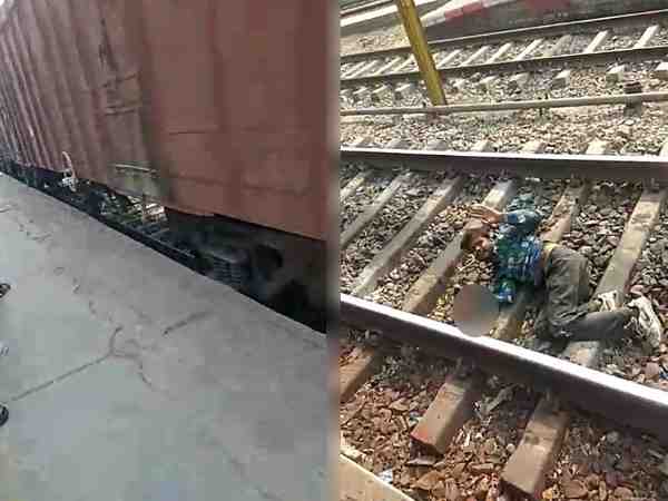 man fall below the train and escaped in shahjahanpur man fall below the train and escaped in shahjahanpur
