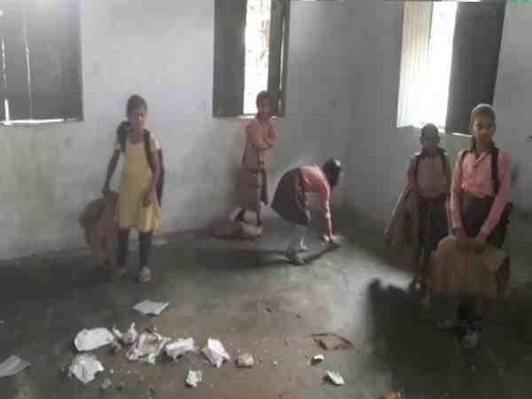 small children cleaning classroom with broom in farrukhabad school small children cleaning classroom with broom in farrukhabad school