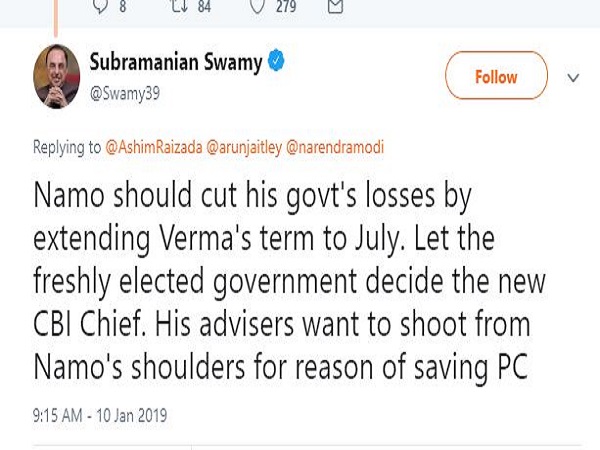 Subramanian Swamy, pm modi should extend alok vermas term to july Subramanian Swamy, pm modi should extend alok vermas term to july