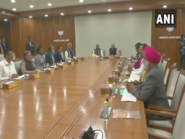 Meeting of BJPs Lok Sabha Election Manifesto Committee underway at BJP headquarters in Delhi. Meeting of BJPs Lok Sabha Election Manifesto Committee underway at BJP headquarters in Delhi.