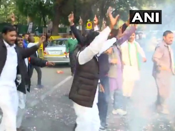 Congress workers celebrated on priyanka gandhi being General Secretery of UP East Congress workers celebrated on priyanka gandhi being General Secretery of UP East