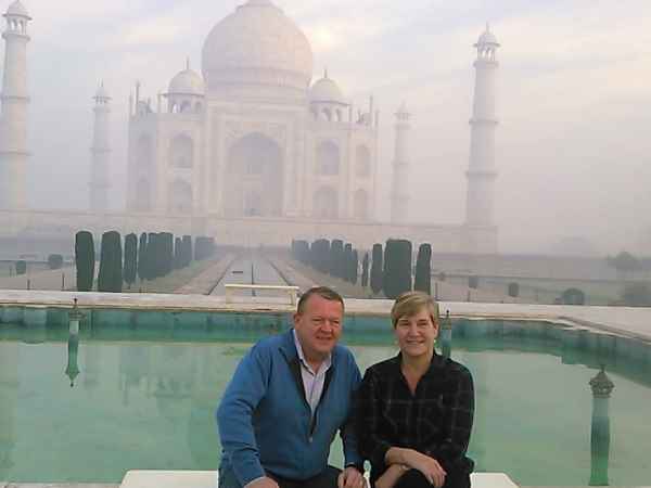 Agra: Prime Minister of Denmark Lars Løkke Rasmussen and his wife visit the Taj Mahal Agra: Prime Minister of Denmark Lars Løkke Rasmussen and his wife visit the Taj Mahal