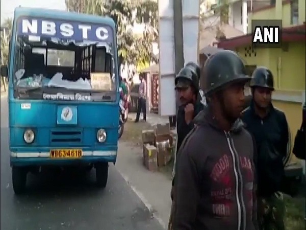 Central Trade Unions 48-hour strike Protesters vandalised government bus in west bengal Central Trade Unions 48-hour strike Protesters vandalised government bus in west bengal