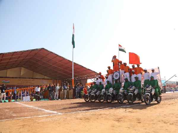 Six injured whe bike slipped during stunt in repulic day celebration Six injured whe bike slipped during stunt in repulic day celebration