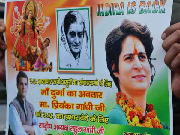 Priyanka Gandhis poster held in Farrukhabad Priyanka Gandhis poster held in Farrukhabad