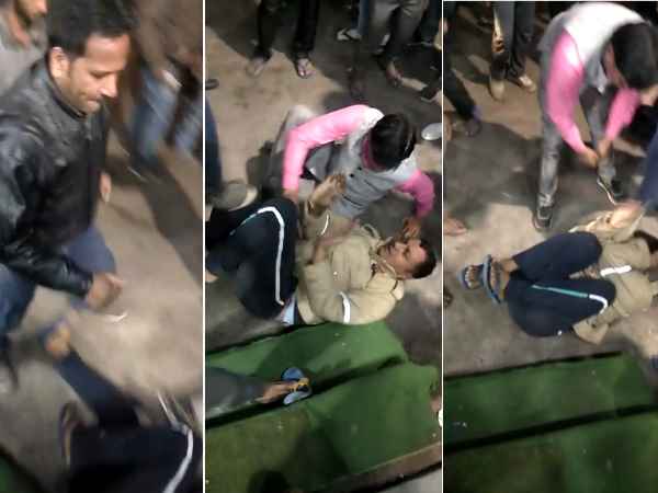 Pac jawan Beaten by public in meerut Video goes viral Pac jawan Beaten by public in meerut Video goes viral