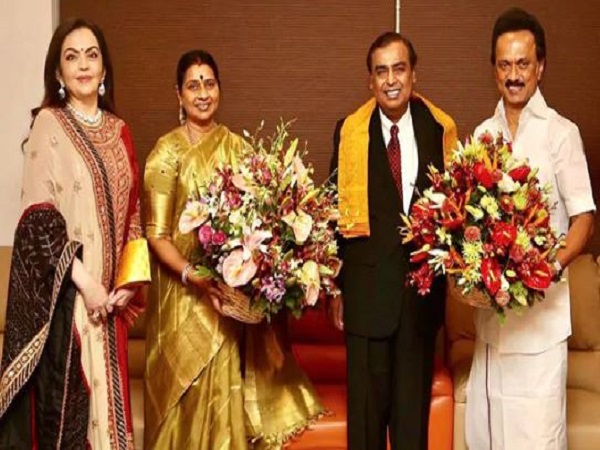 mukesh Ambani invites DMK chief MK Stalin for Sons Wedding mukesh Ambani invites DMK chief MK Stalin for Sons Wedding