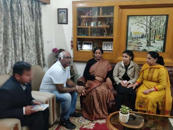 Nirmala Sitharaman met family of Squadron Leader Samir Abrol, who lost his life in the Mirage 2000 crash Nirmala Sitharaman met family of Squadron Leader Samir Abrol, who lost his life in the Mirage 2000 crash