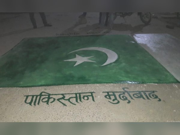 pakistan murdabad flag paint on road pakistan murdabad flag paint on road