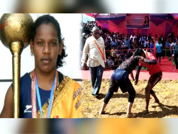 Wrestler Pushpa vishwakarma defeats male in Damoh Madhya pradesh Wrestler Pushpa vishwakarma defeats male in Damoh Madhya pradesh