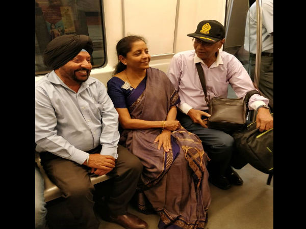 Delhi: Defence Minister Nirmala Sitharaman takes a metro train to attend an event in Gurugram Delhi: Defence Minister Nirmala Sitharaman takes a metro train to attend an event in Gurugram