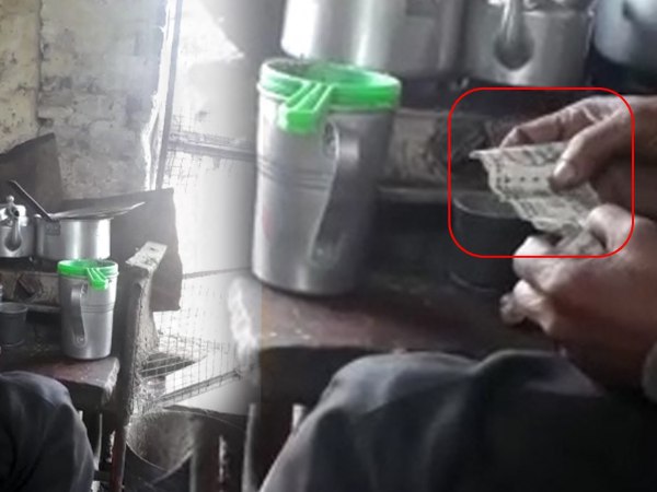 Policeman taking bribe with help of tea seller Policeman taking bribe with help of tea seller