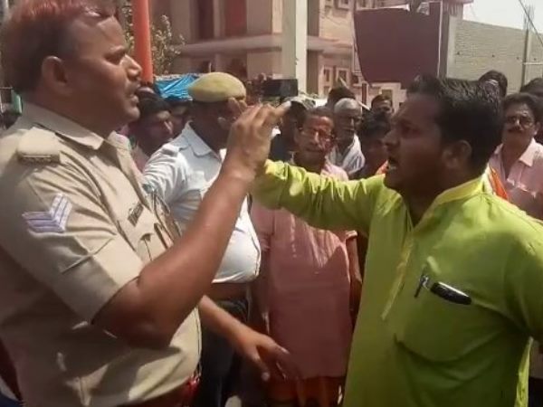 bjp workers clash with police in mathura bjp workers clash with police in mathura