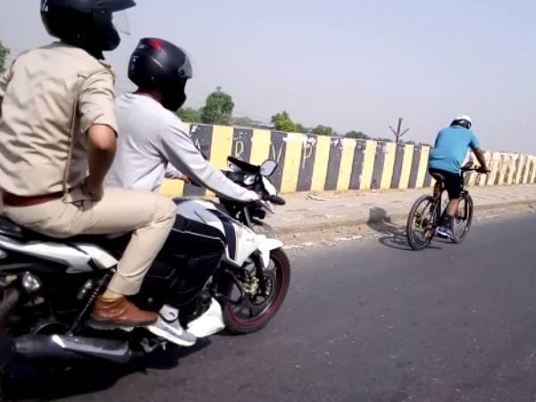 Agra SSP on bicycle Agra SSP on bicycle