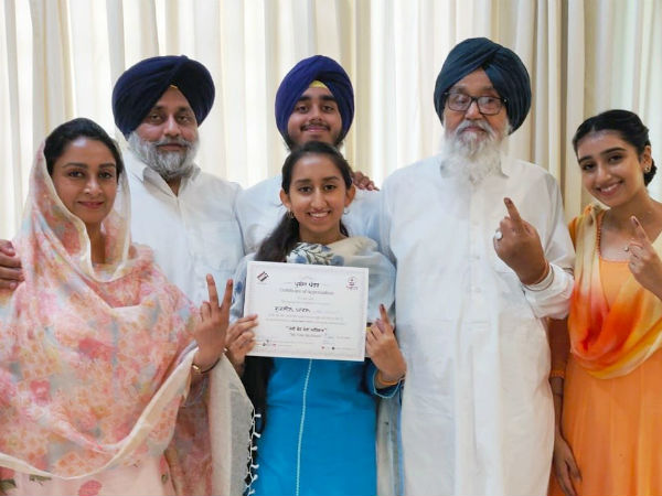 बादल की बेटी ने पहली बार किया मतदान लेकिन मिल गया नोटिस बादल की बेटी ने पहली बार किया मतदान लेकिन मिल गया नोटिस