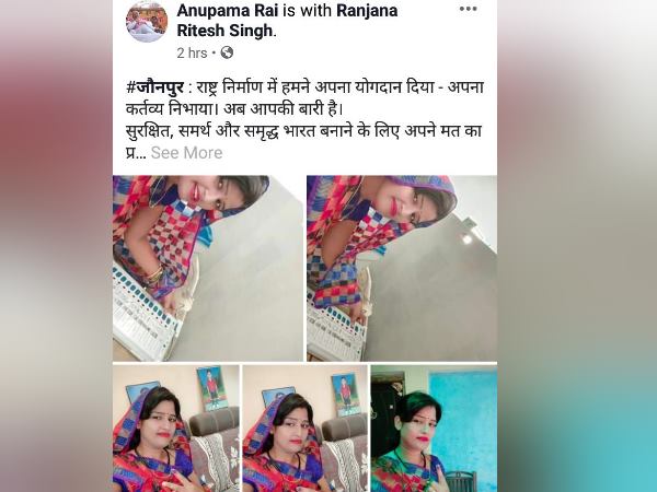 bjp leader takes selfie with evm during sixth phase of polling bjp leader takes selfie with evm during sixth phase of polling