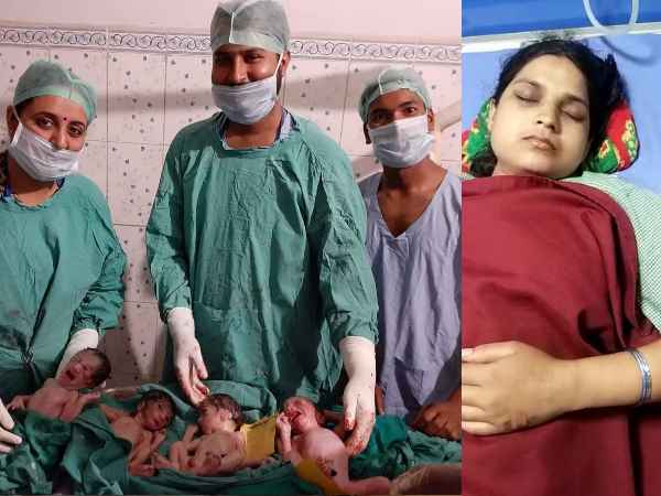 A woman has given birth to four children A woman has given birth to four children