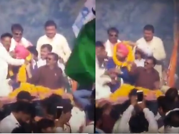 पगड़ी में फंसी माला तो नाराज हुए सिद्धू