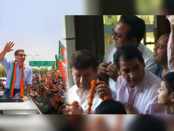 congress leader welcomed bjp candidate sunny deol in gurdaspur congress leader welcomed bjp candidate sunny deol in gurdaspur