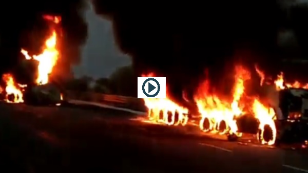 Fire in chemical tanker at jaipur Driver burnt Alive Fire in chemical tanker at jaipur Driver burnt Alive