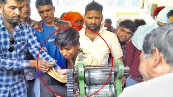Sikar Neemkathana youth hand crushed by sugarcane machine Sikar Neemkathana youth hand crushed by sugarcane machine
