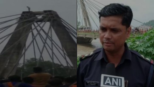 Uttarakhand Kanwariya climbed atop cable bridge in Haridwar SI Amit Chauhan saved him Uttarakhand Kanwariya climbed atop cable bridge in Haridwar SI Amit Chauhan saved him