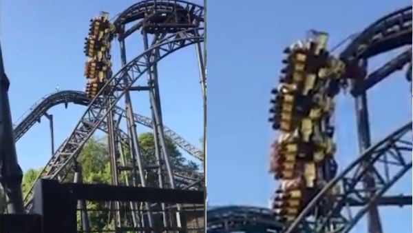 People Left Hanging 100 Feet In Air After Ride Malfunctions in theme park People Left Hanging 100 Feet In Air After Ride Malfunctions in theme park