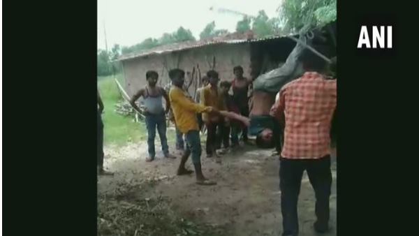 Man tied upside down from a tree and thrashed by three men on suspicion of mobile theft in Haridwar Man tied upside down from a tree and thrashed by three men on suspicion of mobile theft in Haridwar
