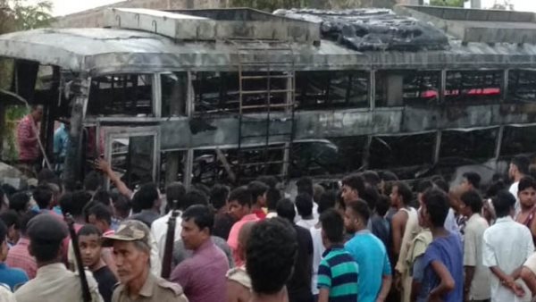 bus catches fire after accident in purnia many passenger died and injured bus catches fire after accident in purnia many passenger died and injured