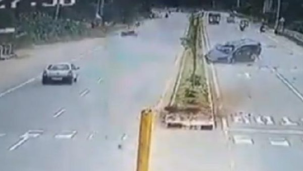 बीजेपी नेता के एक्सीडेंट का वीडियो